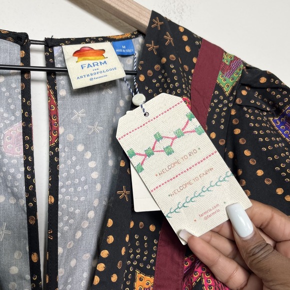 NEW Farm Rio Women Maxi‎ Jumpsuit Medium Black Hearts Deep V Whimsigoth Dark - Picture 12 of 16